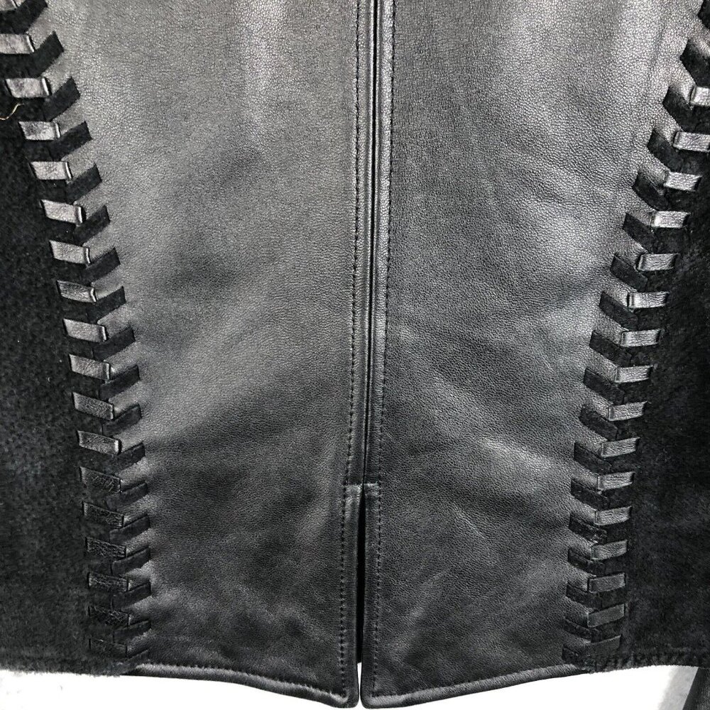 Cripple Creek Leather Jackt Womens Small Black Western Concho Braided Ranch - Picture 12 of 16